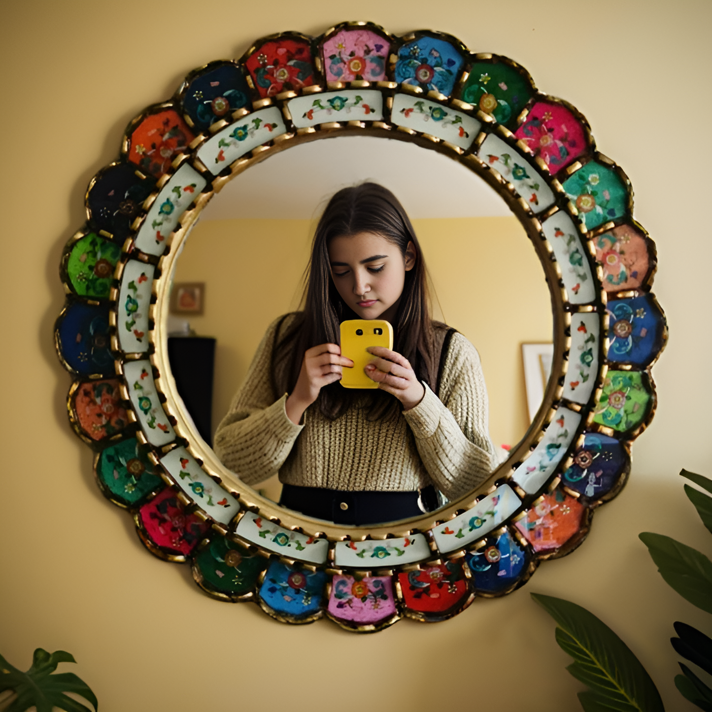 Handmade Gold Leaf Mirror - Peruvian Wall Art Decor - Kuya