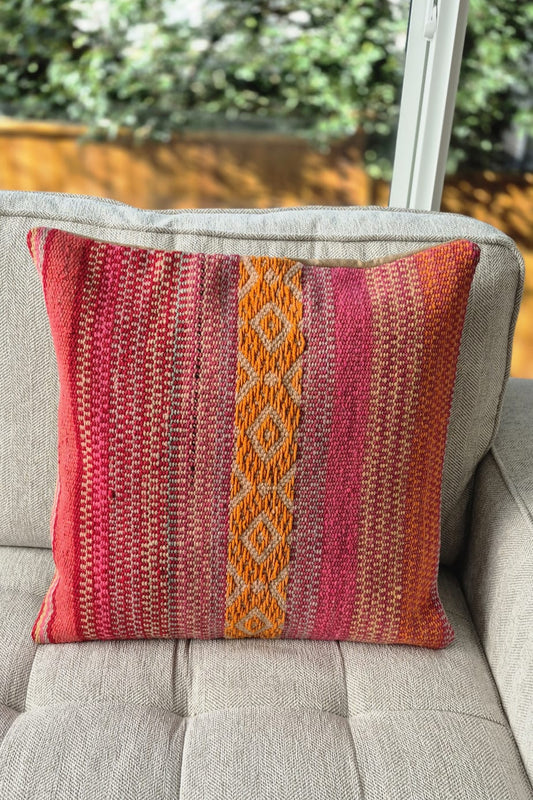 Peruvian Wool Cushion Cover 18x18 | Vintage Boho Accent